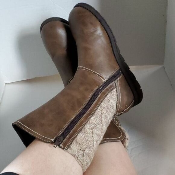 Muk Luks Boots Winter Snow Stacey Sweater Knit ZIP UP Women's WOMAN'S Size 9 - Picture 5 of 16